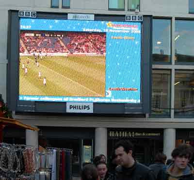The giant screen in Leeds Millennium Square