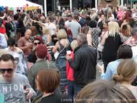 Crowds enjoying a beer at Brewery Wharf